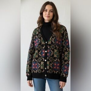 1980’s Jayson Younger Granny Square Wool Cardigan Sweater Size M